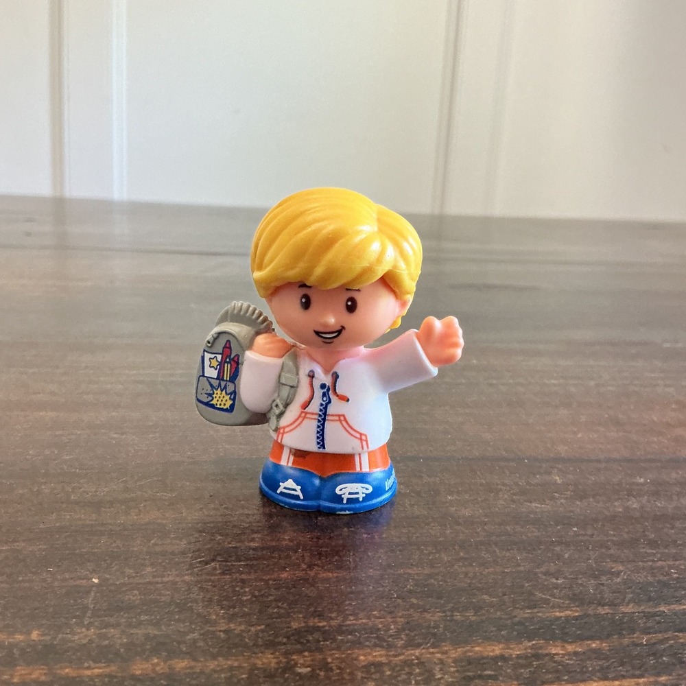 Fisher Price Little People Boy with Backpack White Hoodie Figure DJB52 2016